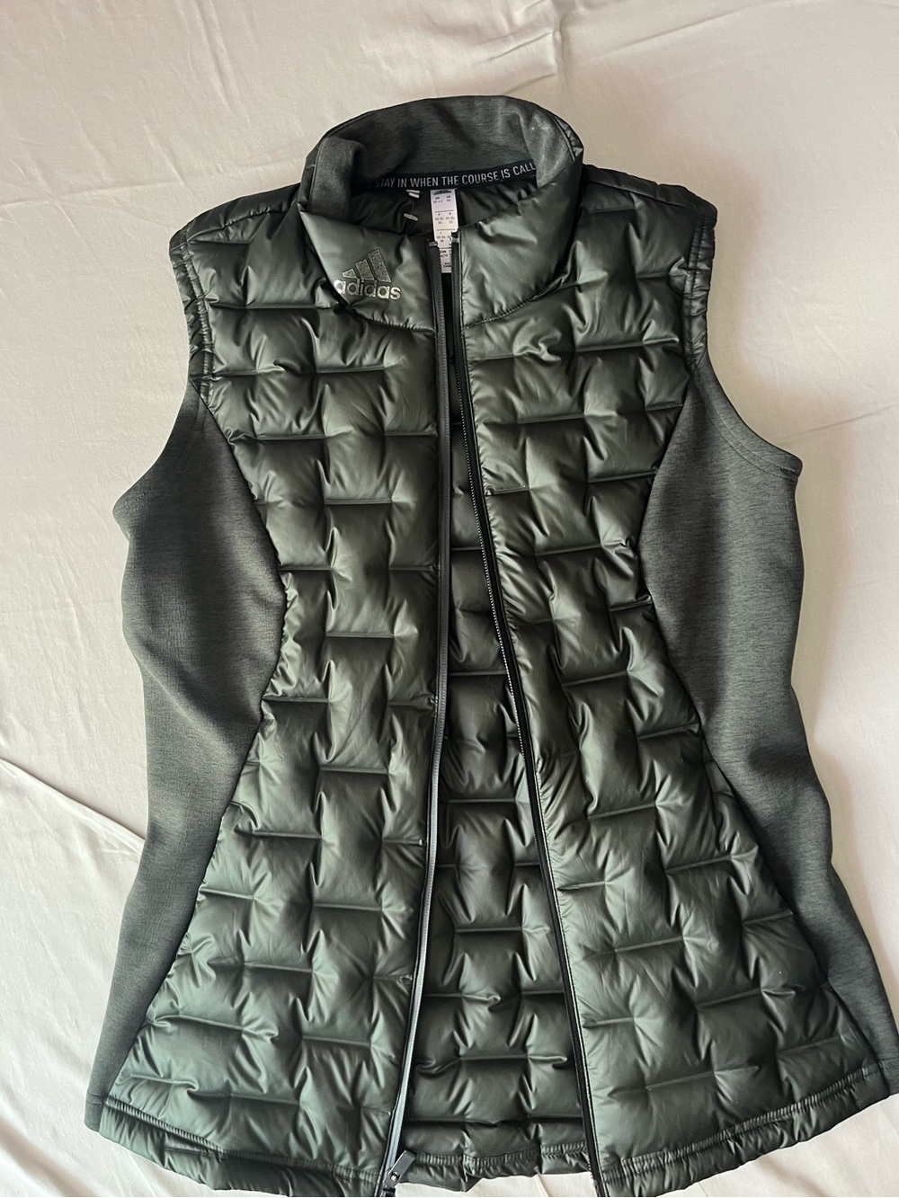 Adidas Women's Hunter Green Quilted Golf Vest with Stretch Sides